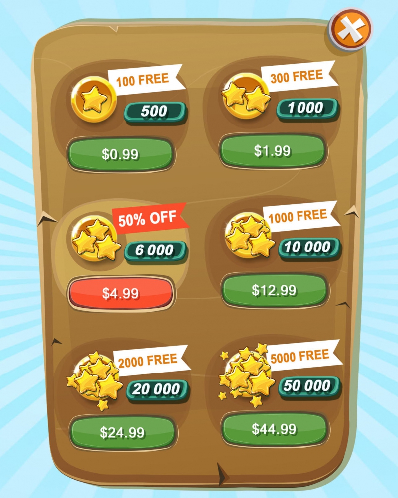 MemoLingo pricing: star prices range from $0.99 to $44.99 with bonuses