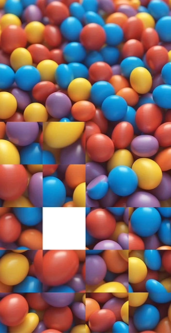 Пазл с изображением россыпи конфет Коллекция красочных пазлов с едой - конфеты