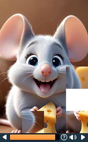 Пазл с изображением мыши с сыром Коллекция пазлов с животными - мышь с сыром